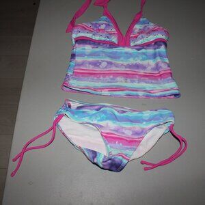 Multi Color 2 Pcs Justice Tankini Swimsuit Size 10